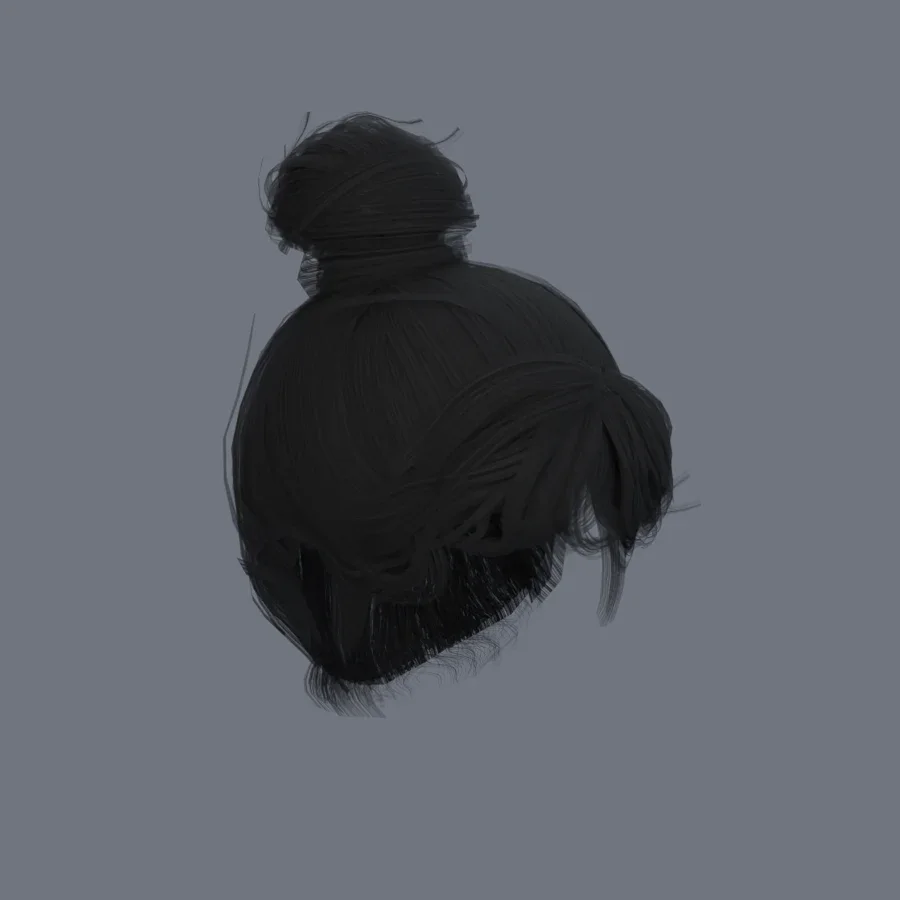 Korean Girl Hair 02, 3D model preview 2