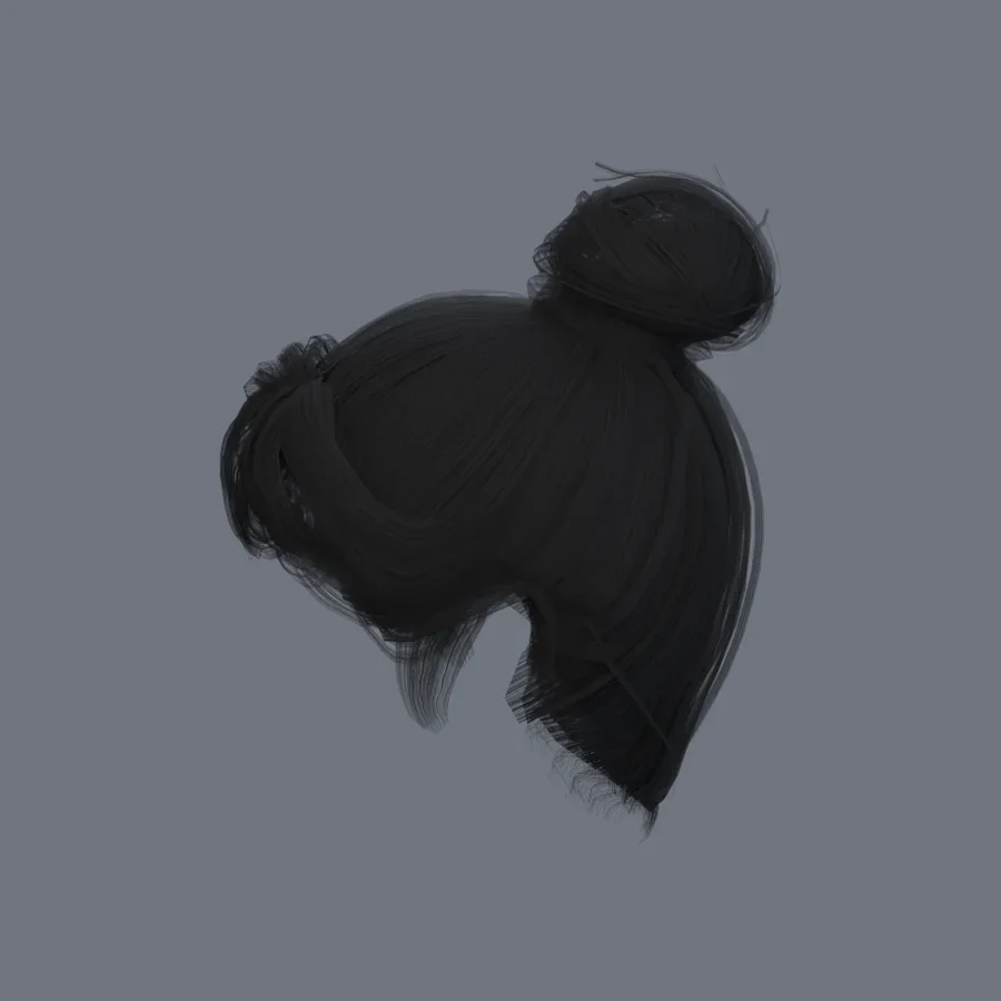 Korean Girl Hair 02, 3D model preview 3