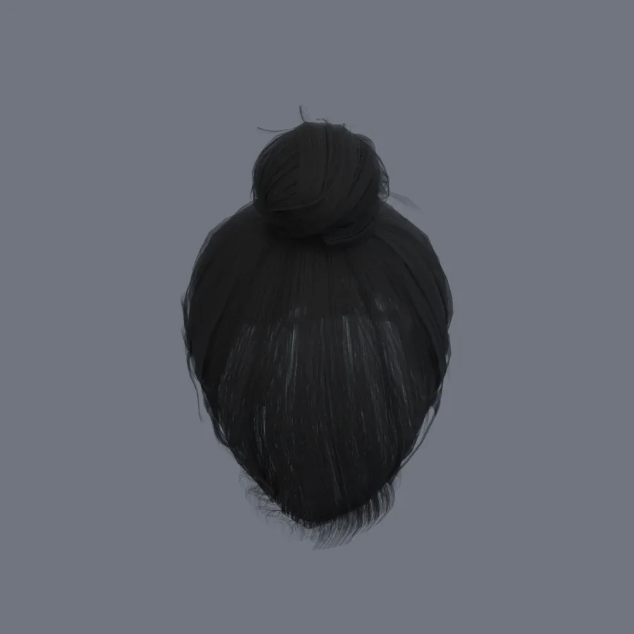 Korean Girl Hair 02, 3D model preview 4