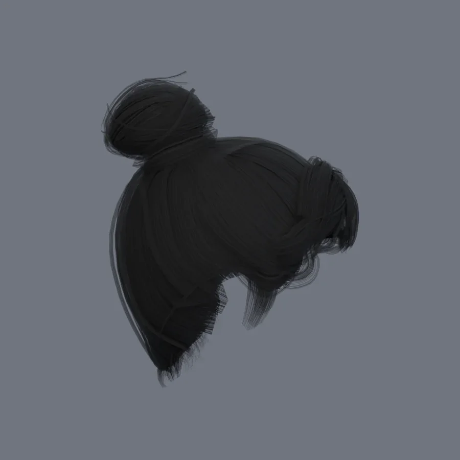 Korean Girl Hair 02, 3D model preview 5