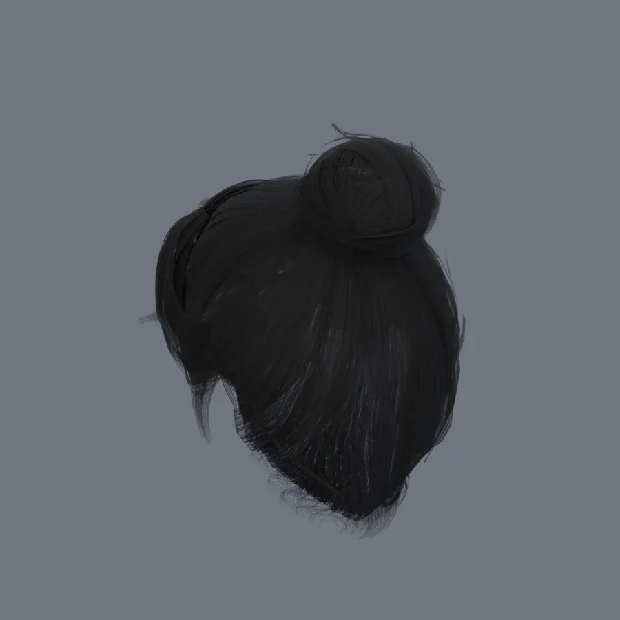 Korean Girl Hair 02, 3D model preview 6