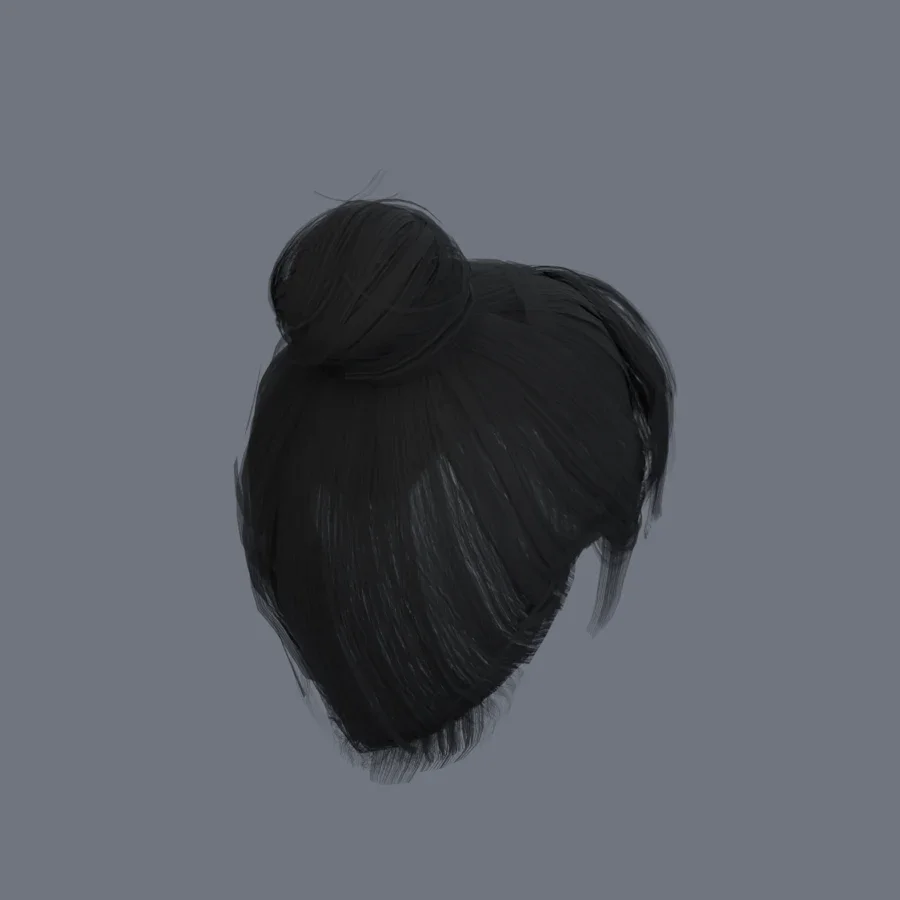Korean Girl Hair 02, 3D model preview 7