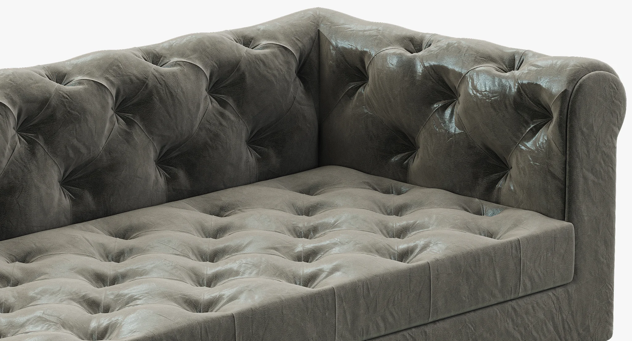 RH Modern Modena Chesterfield Leather Left Arm Chaise Sectional — 3D model preview 3