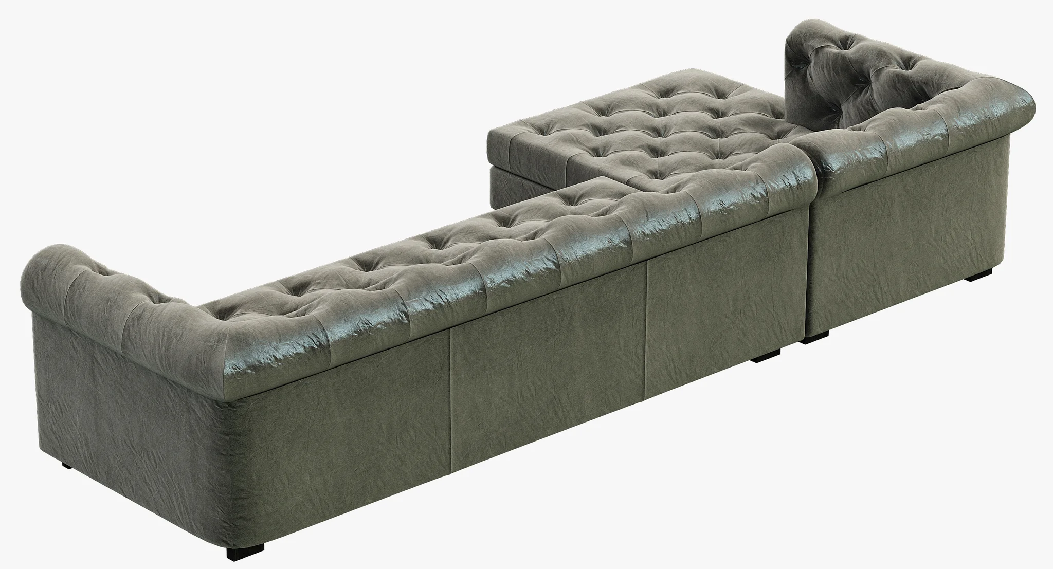 RH Modern Modena Chesterfield Leather Left Arm Chaise Sectional — 3D model preview 4