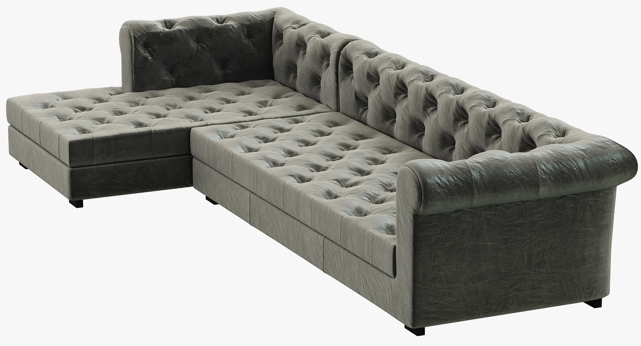 RH Modern Modena Chesterfield Leather Left Arm Chaise Sectional — 3D model preview 5