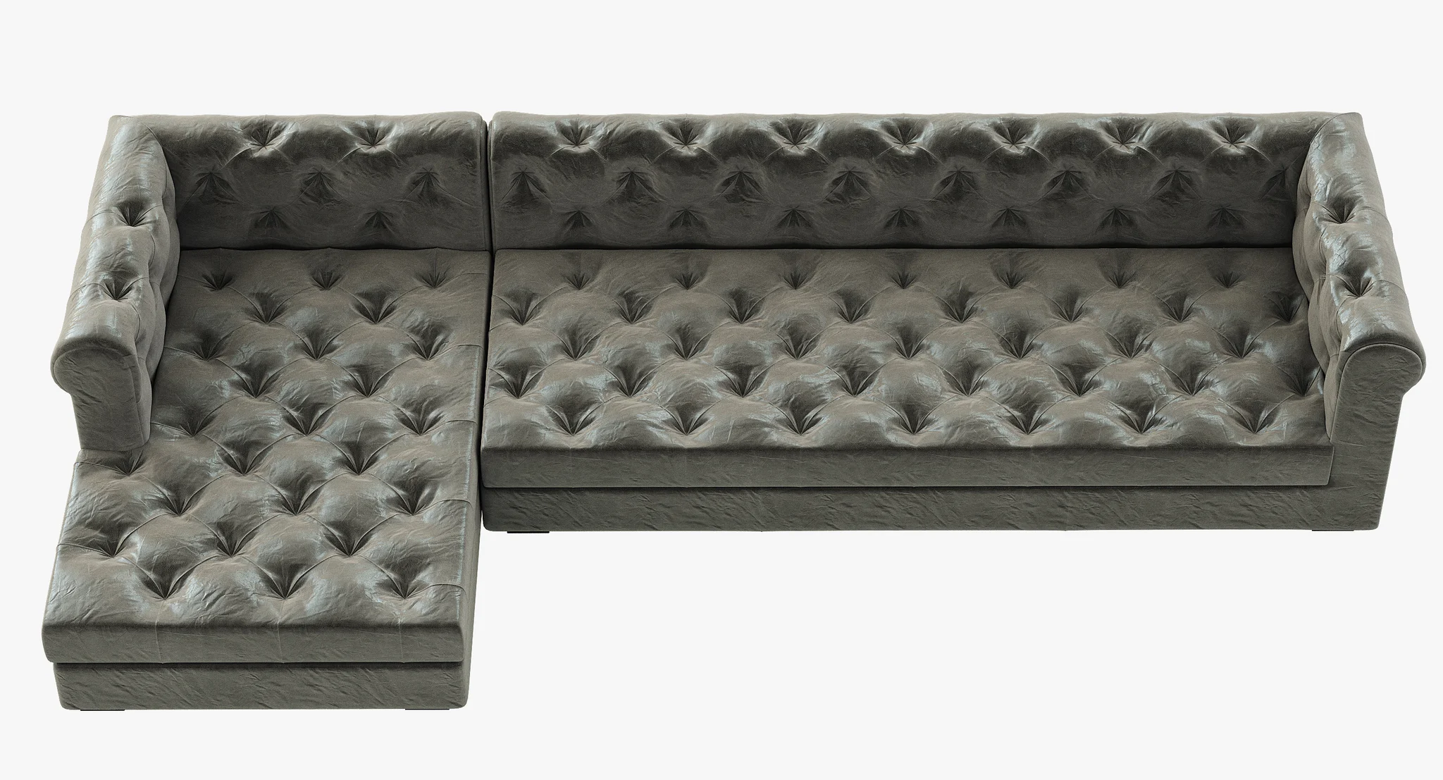 RH Modern Modena Chesterfield Leather Left Arm Chaise Sectional — 3D model preview 6