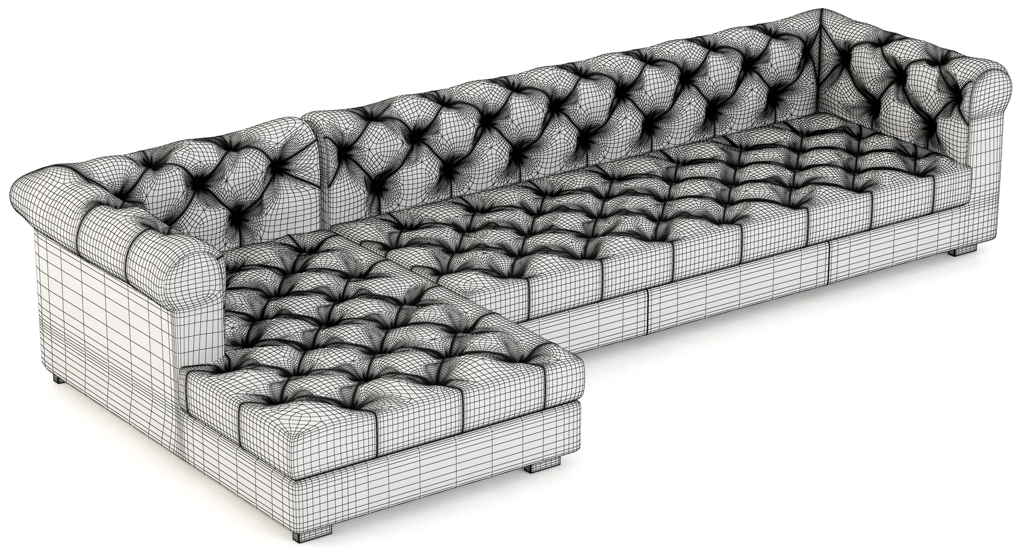 RH Modern Modena Chesterfield Leather Left Arm Chaise Sectional — 3D model preview 7
