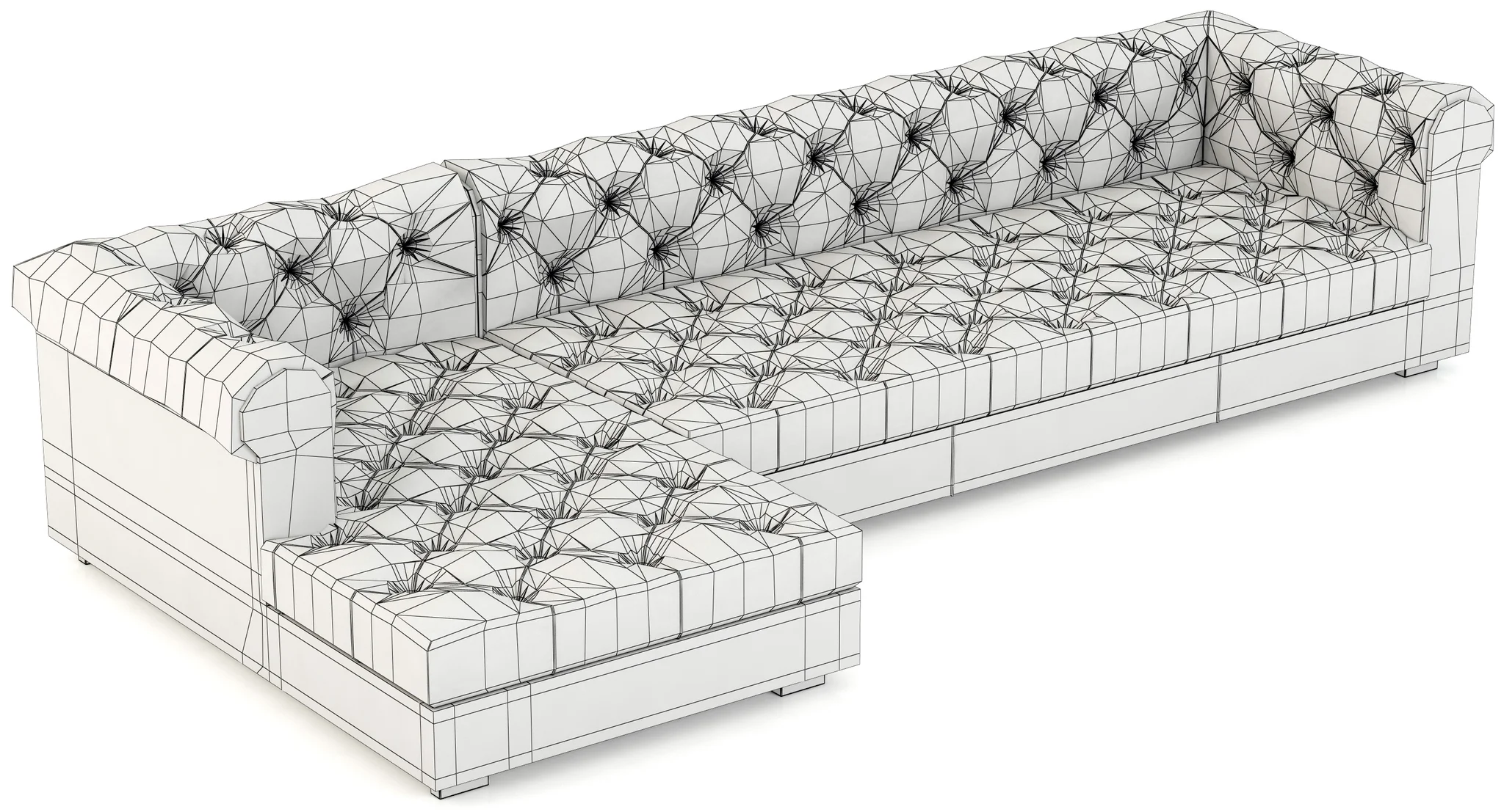 RH Modern Modena Chesterfield Leather Left Arm Chaise Sectional — 3D model preview 8