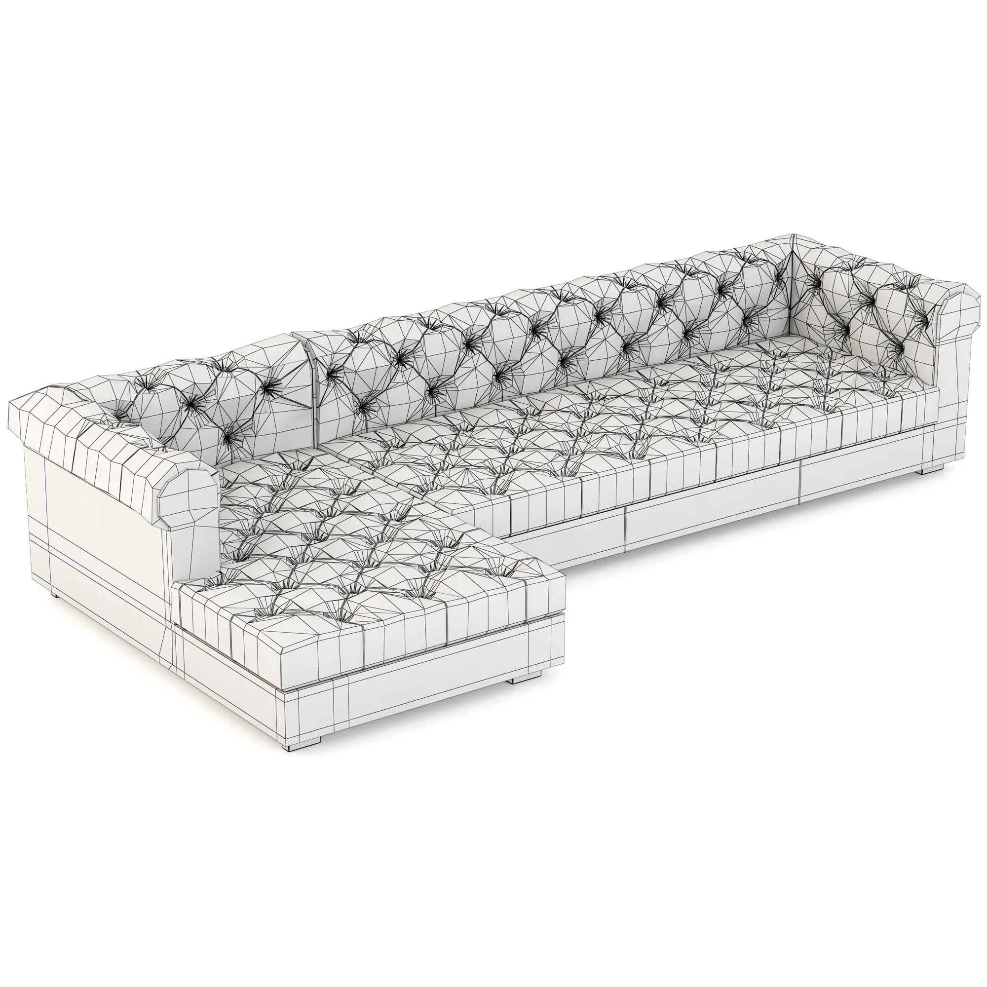RH Modern Modena Chesterfield Leather Left Arm Chaise Sectional — 3D model preview 9
