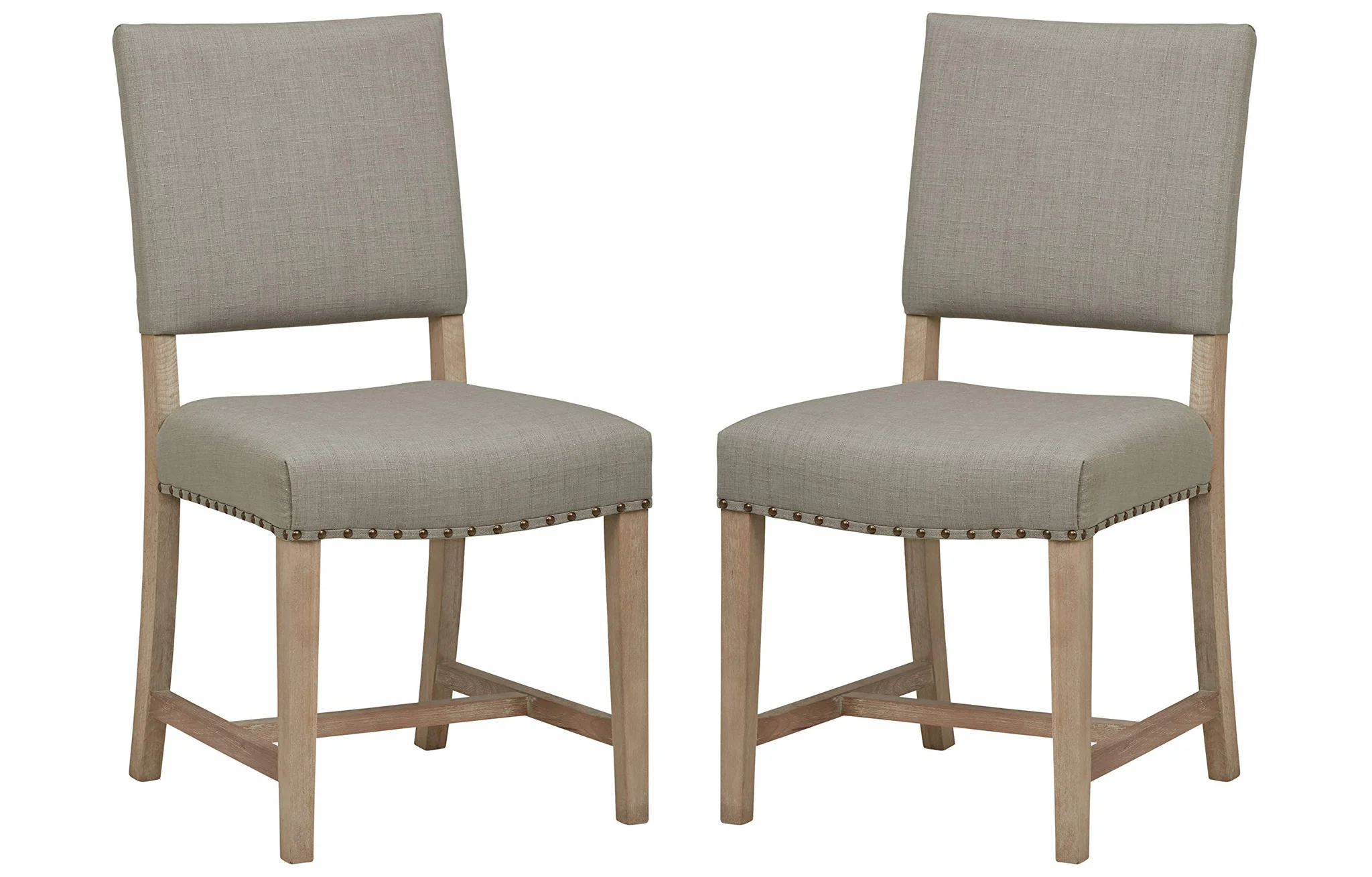 Modern Farmhouse Upholstered Dining Chair Set with Nailhead Trim