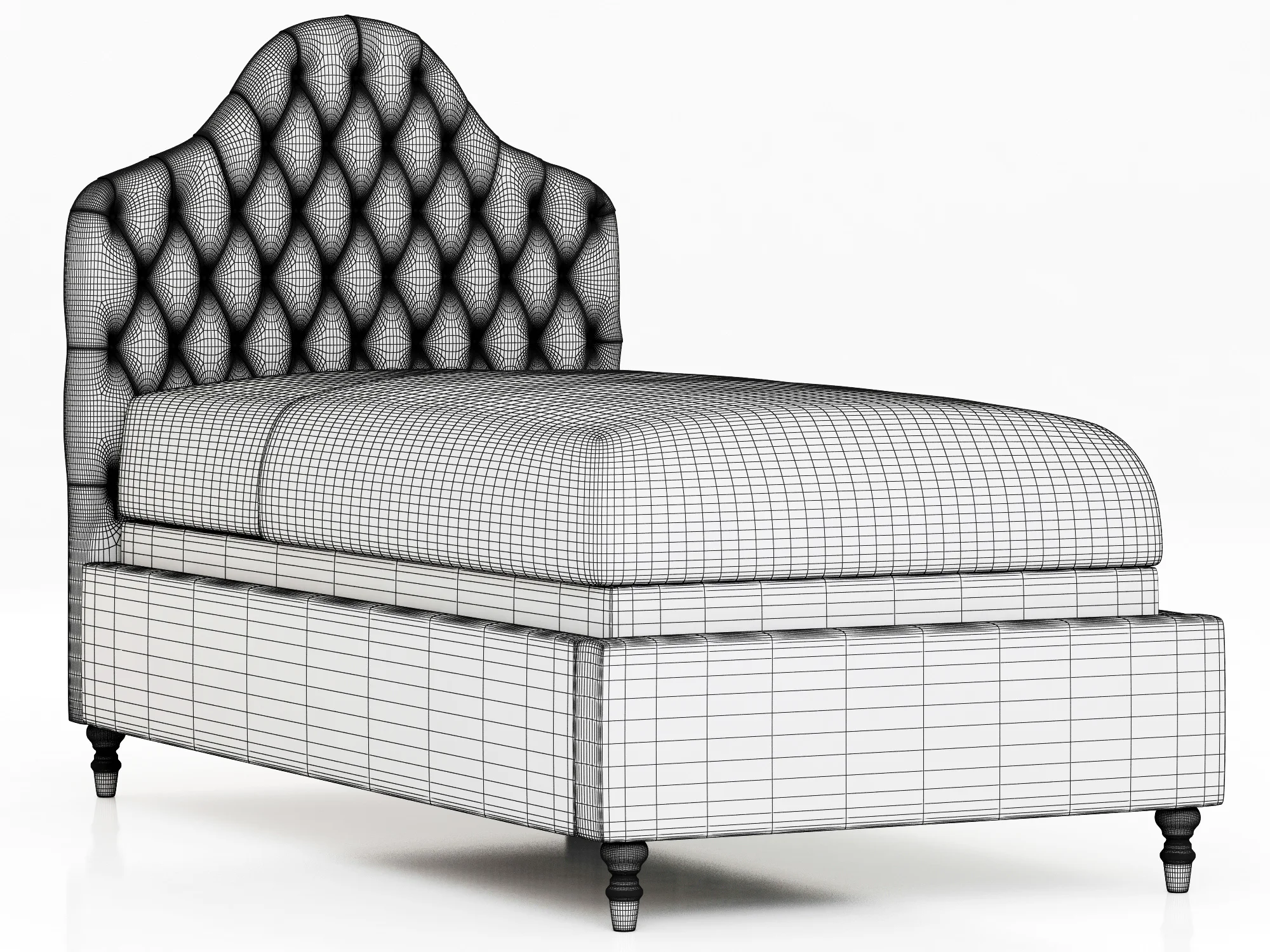 Restoration Hardware Reese Velvet Tufted Camelback Bed — 3D model preview 6