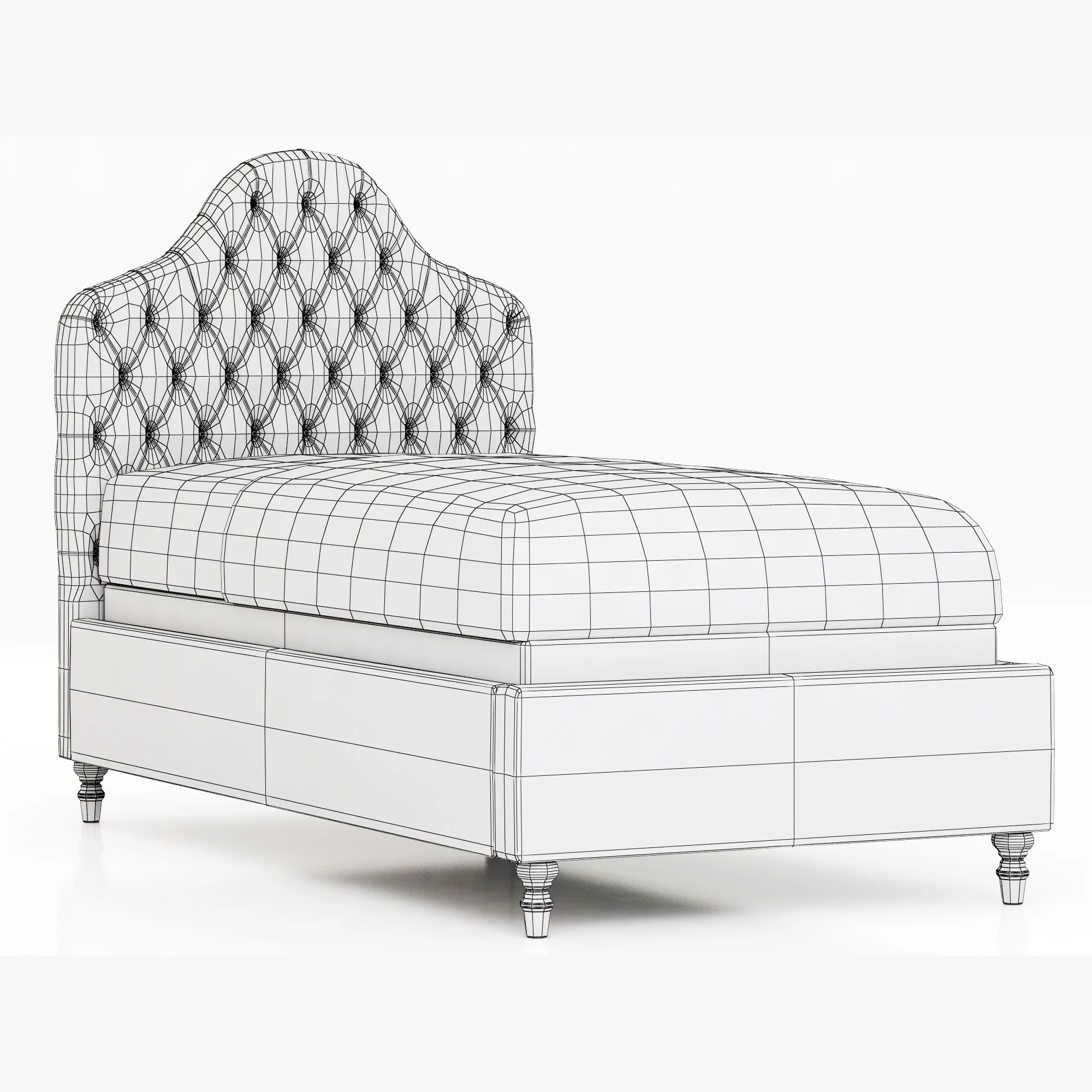 Restoration Hardware Reese Velvet Tufted Camelback Bed — 3D model preview 7