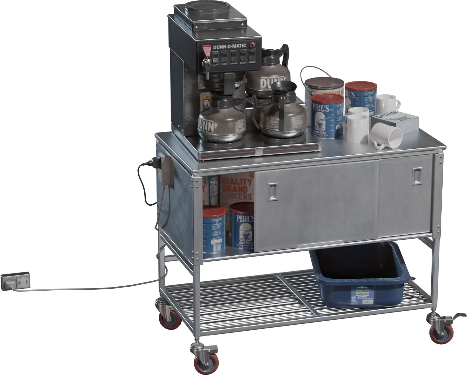 Commercial Coffee Service Cart with Bunn Brewer Station