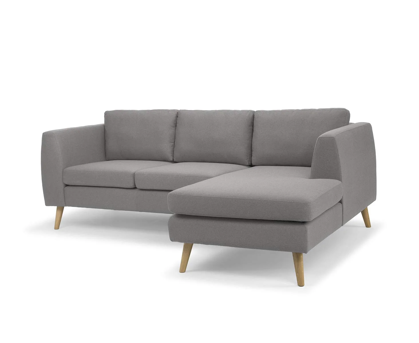 Scandinavian L-Shaped Corner Sofa with Chaise Lounge – Steel Grey