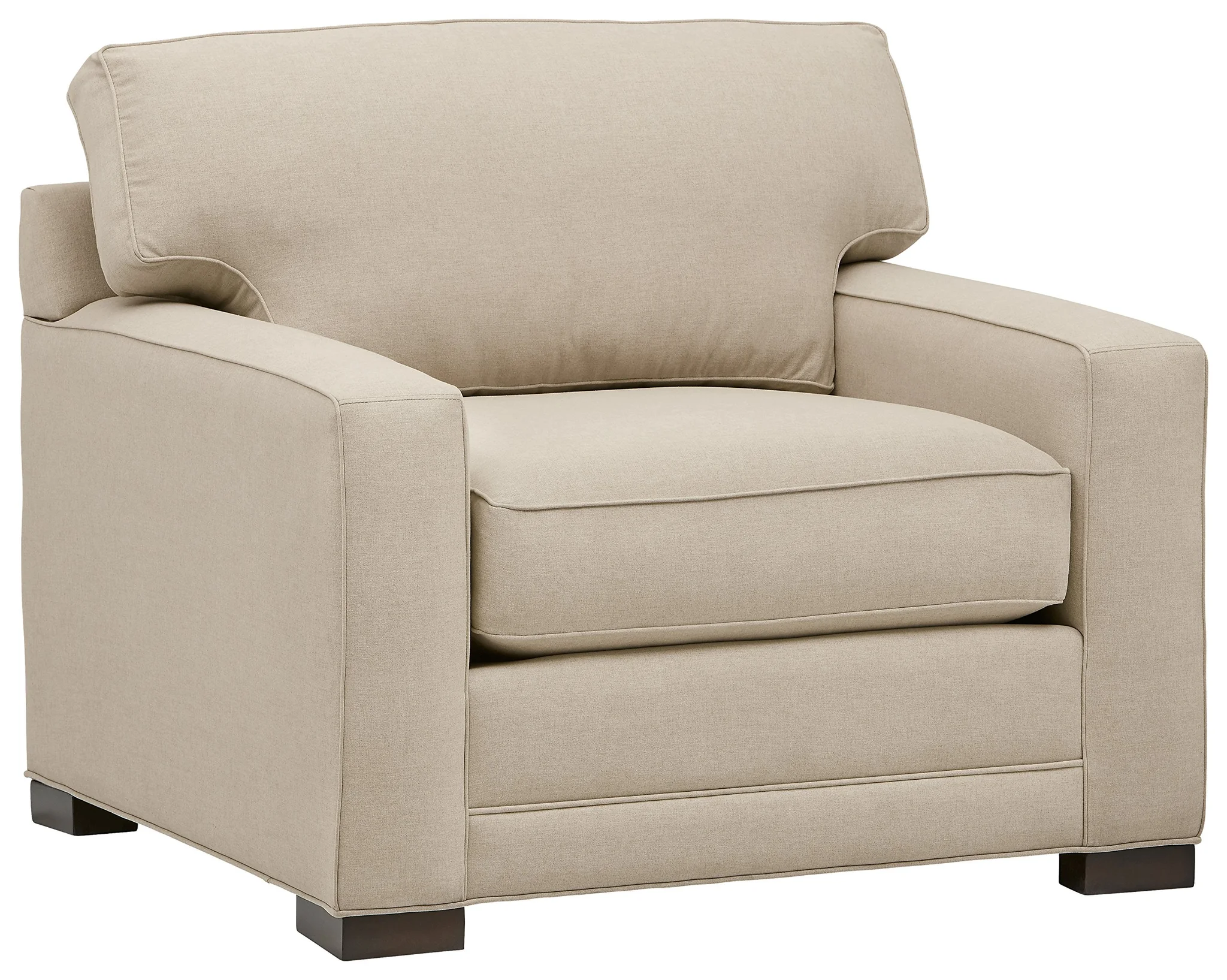 Modern Transitional Upholstered Accent Armchair – Sand Beige Fabric