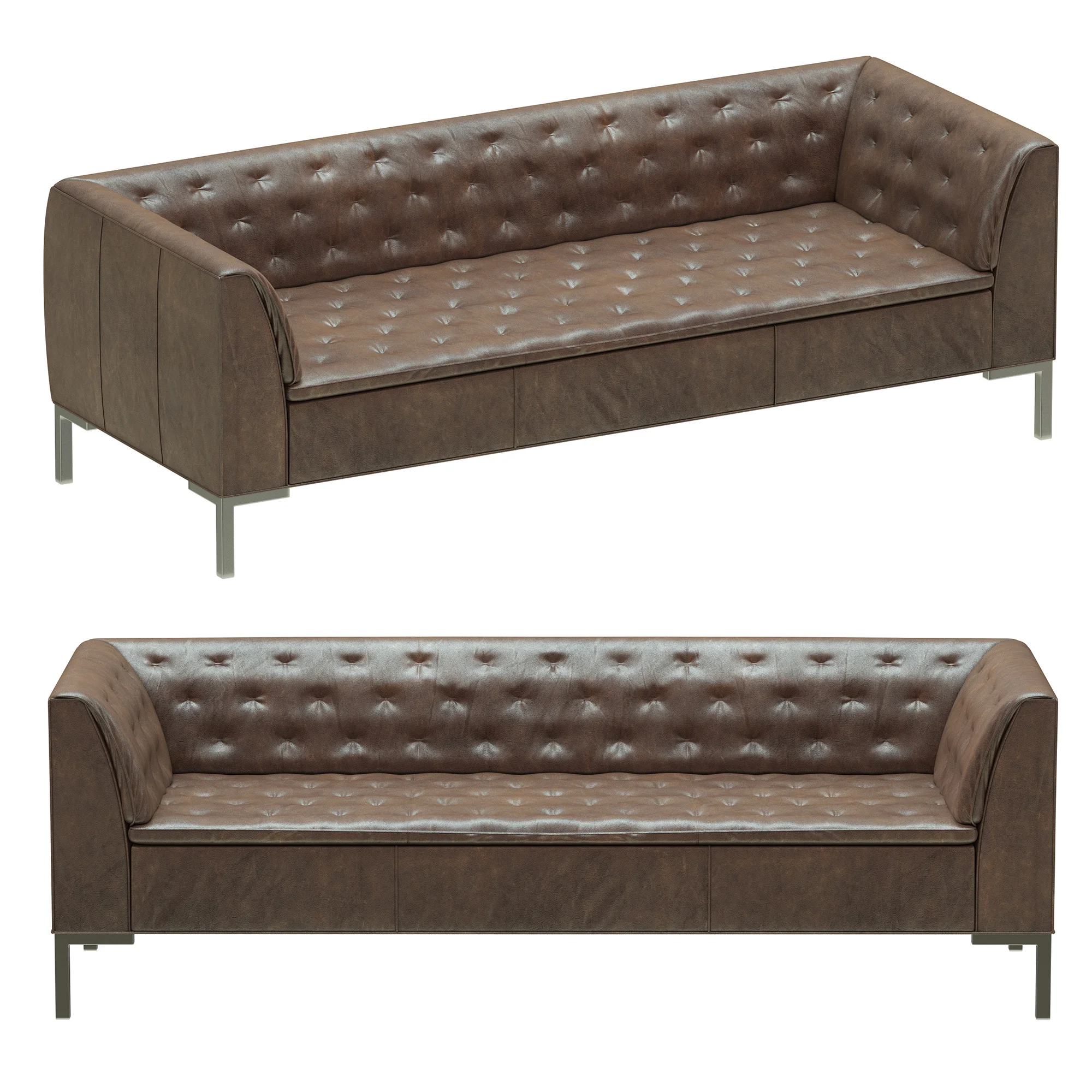 Crate And Barrel Grafton Leather Chesterfield Sofa — 3D model preview 1