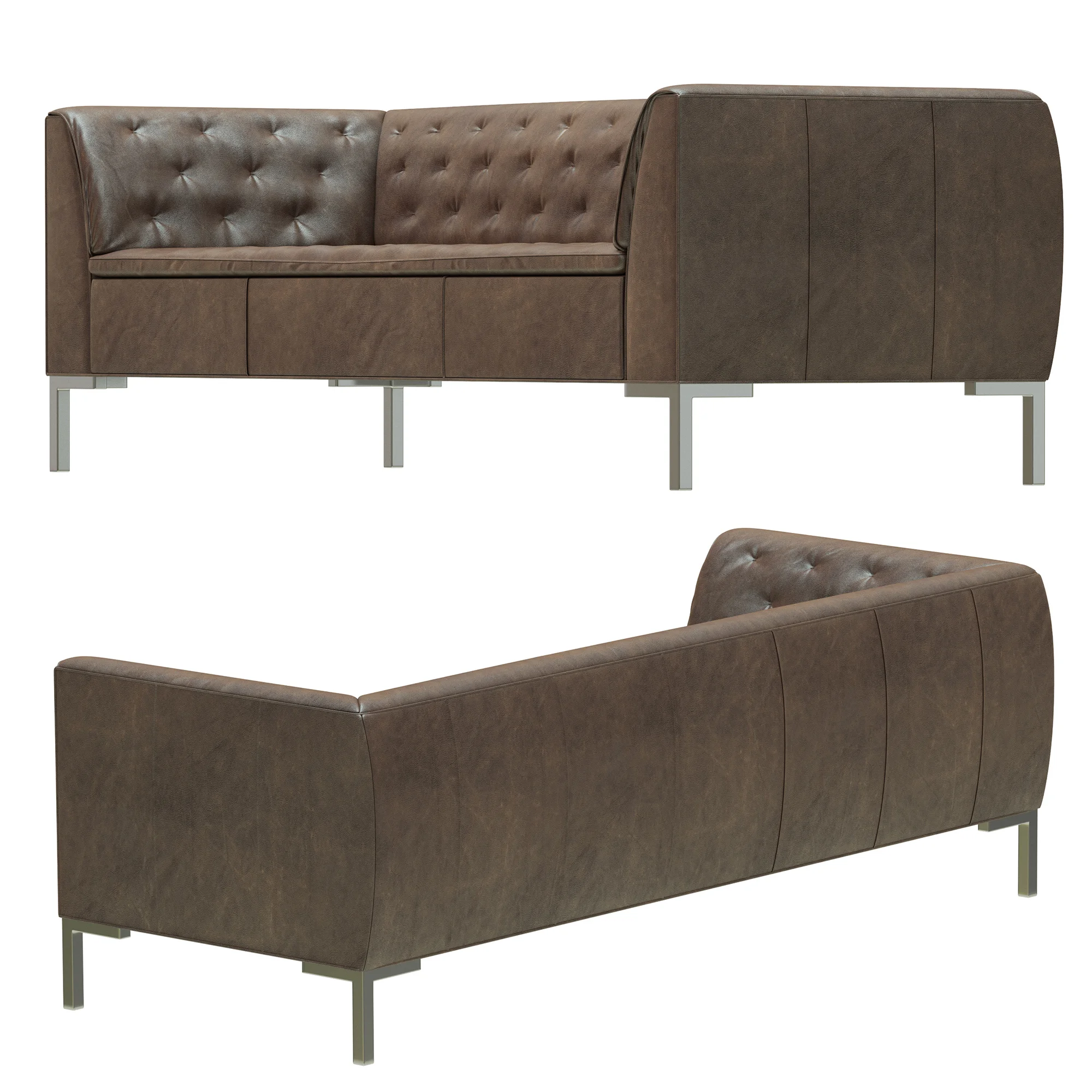Crate And Barrel Grafton Leather Chesterfield Sofa — 3D model preview 4