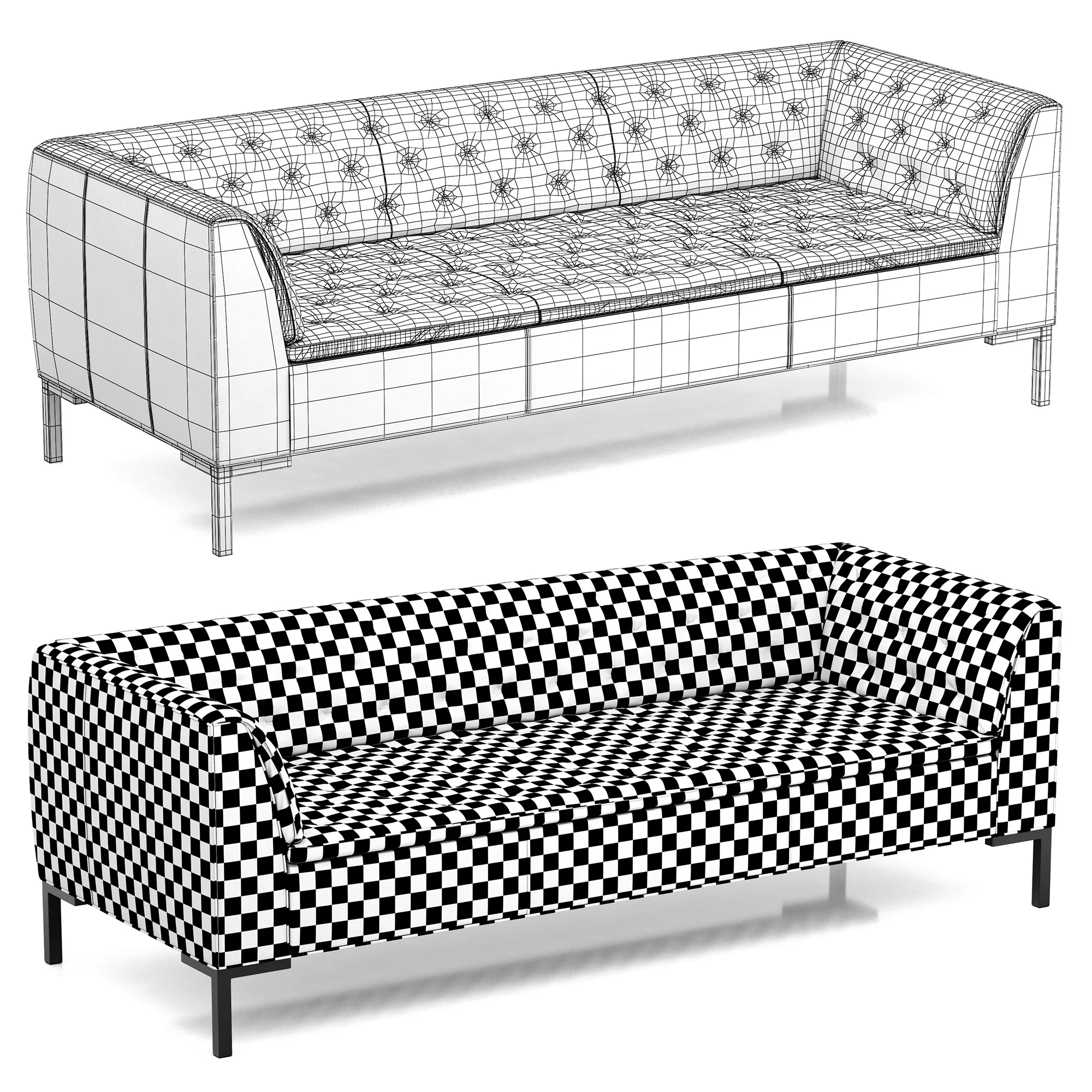 Crate And Barrel Grafton Leather Chesterfield Sofa — 3D model preview 10