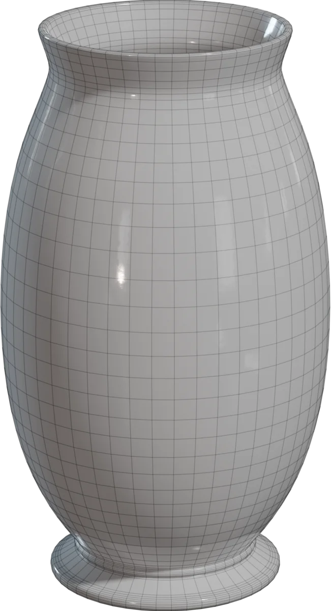 Antique Blue & White Floral Ceramic Vase, 3D model preview 1
