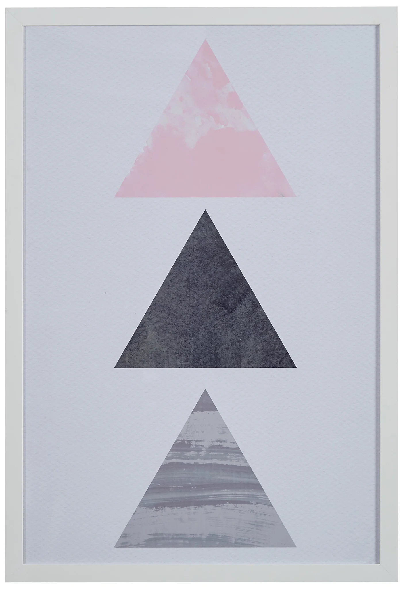 Framed Geometric Triangle Wall Art Print – Pink and Grey Modern Decor