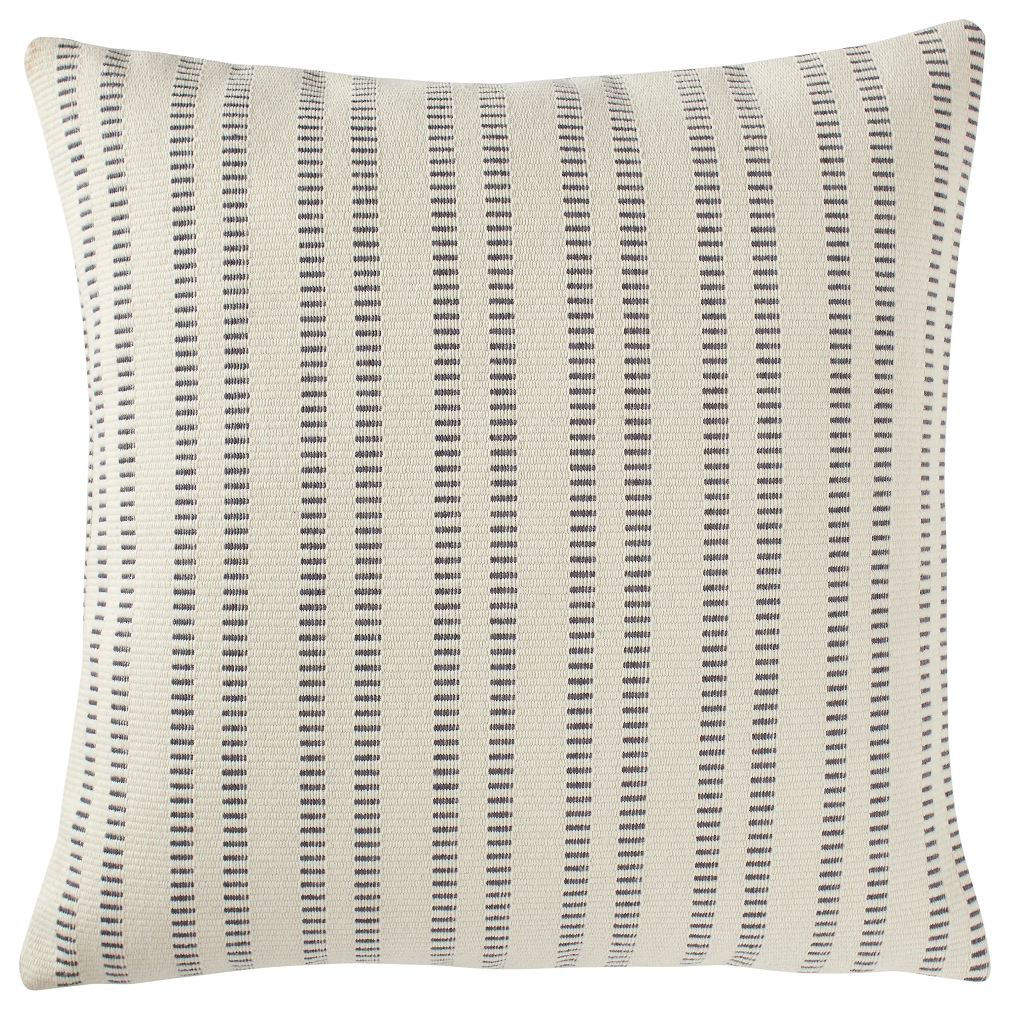 Striped Decorative Throw Pillow – Ivory & Grey Woven Fabric