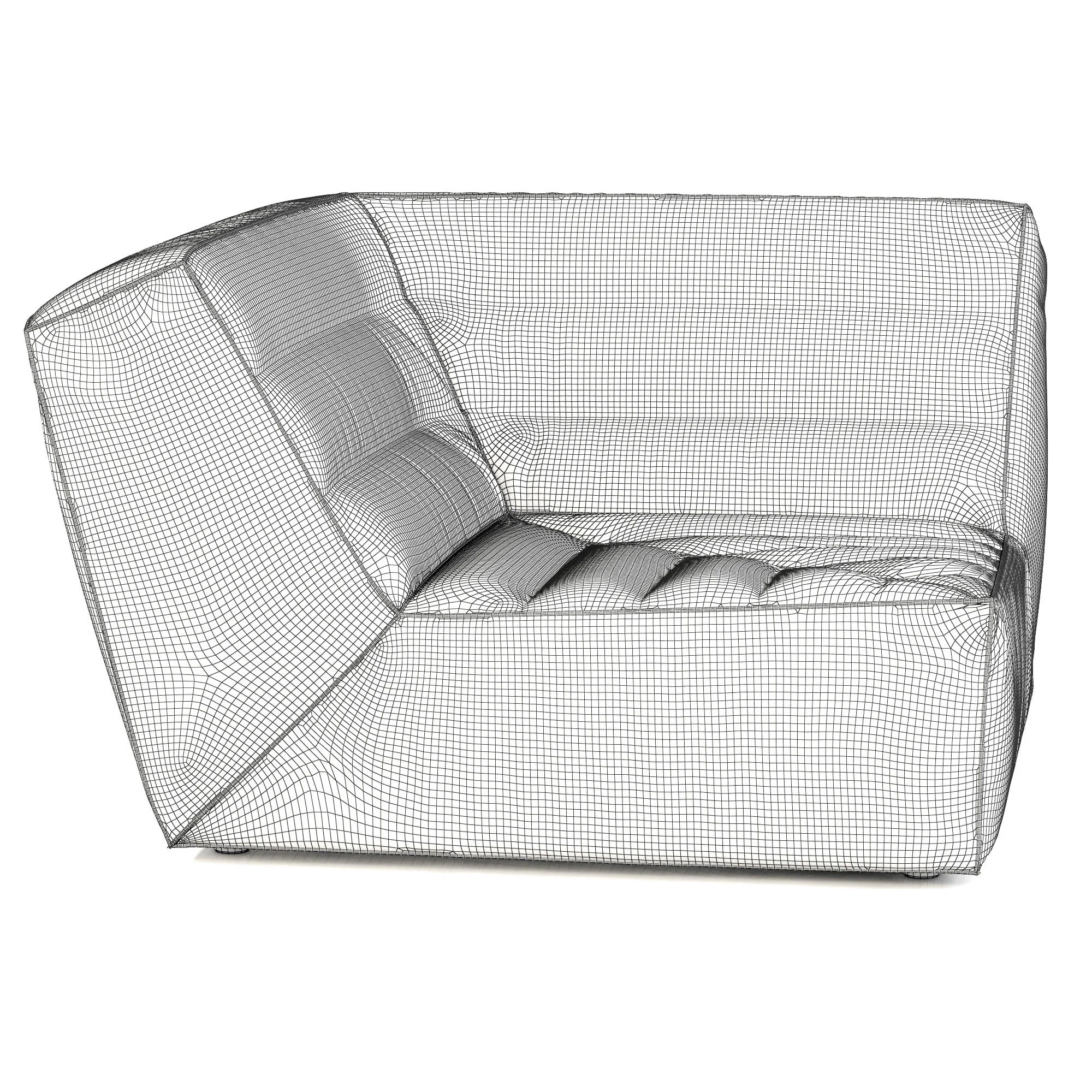 Restoration Hardware Chelsea Leather Square Corner Chair — 3D model preview 9