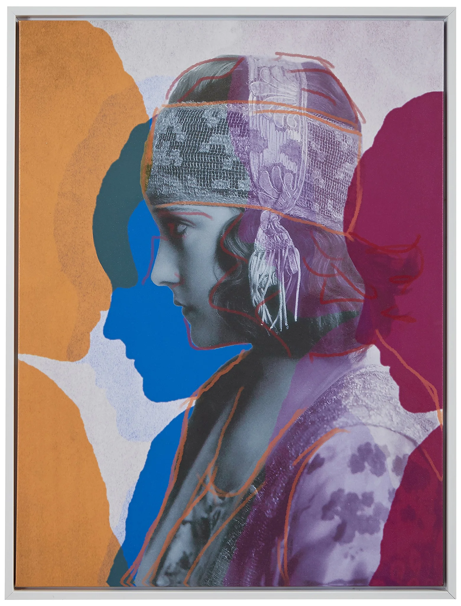 Roaring 20s Portrait Canvas Wall Art with Colorful Silhouettes