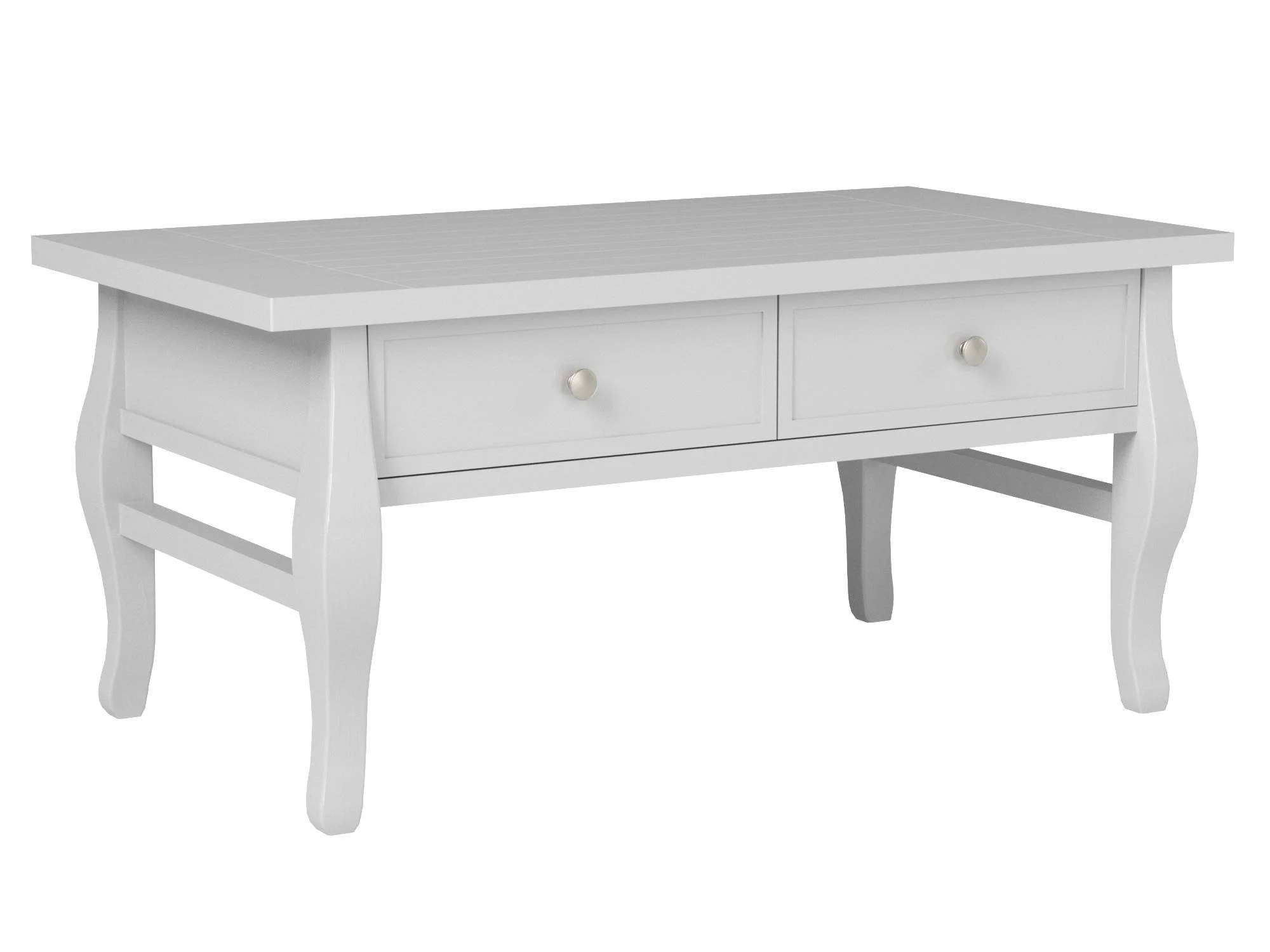 Classic White Wood Coffee Table with Drawers