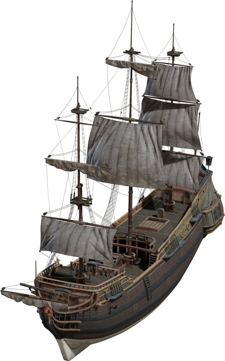 Weathered Pirate Pinnace Sailing Ship