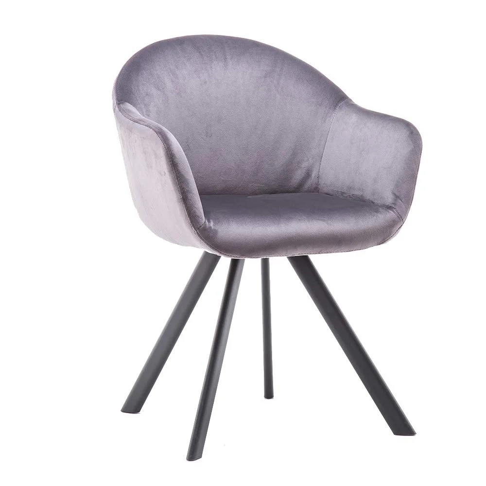 Modern Velvet Accent Chair with Black Metal Legs