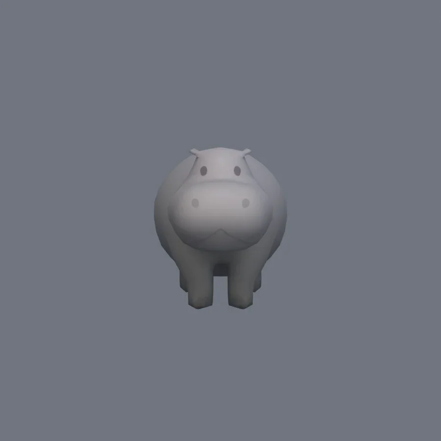Stylized Animal Hippopotamus, 3D model preview 1