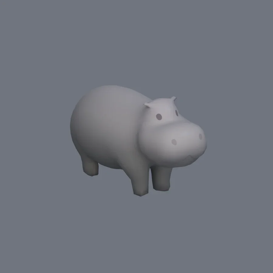 Stylized Animal Hippopotamus, 3D model preview 2