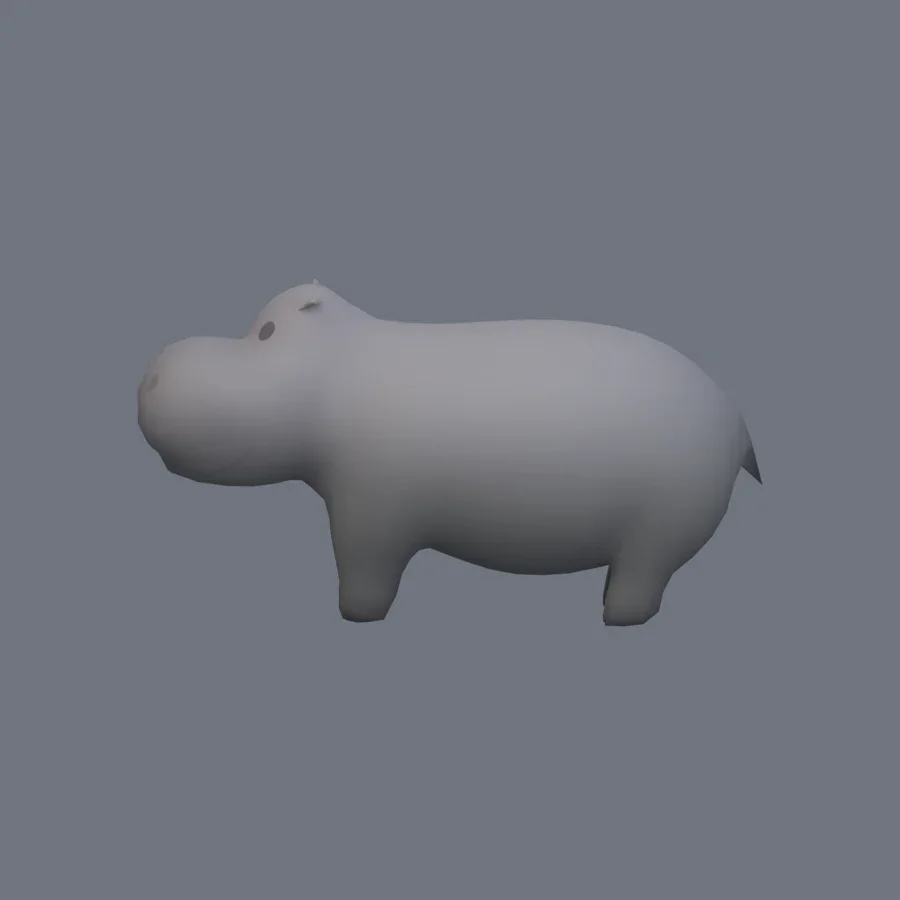 Stylized Animal Hippopotamus, 3D model preview 3