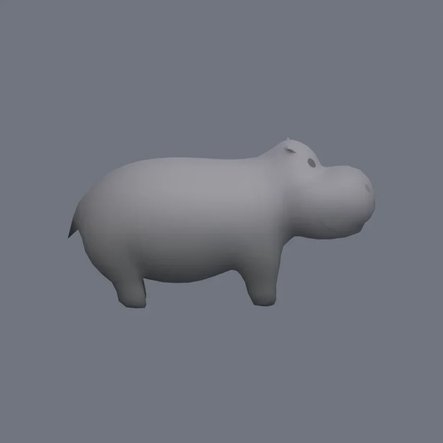 Stylized Animal Hippopotamus, 3D model preview 5