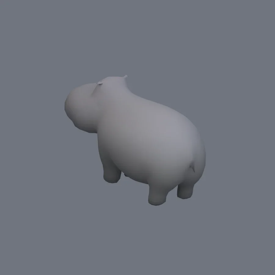 Stylized Animal Hippopotamus, 3D model preview 6