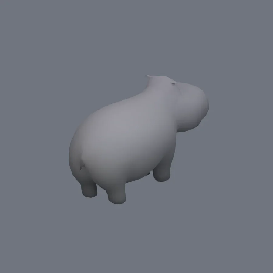 Stylized Animal Hippopotamus, 3D model preview 7