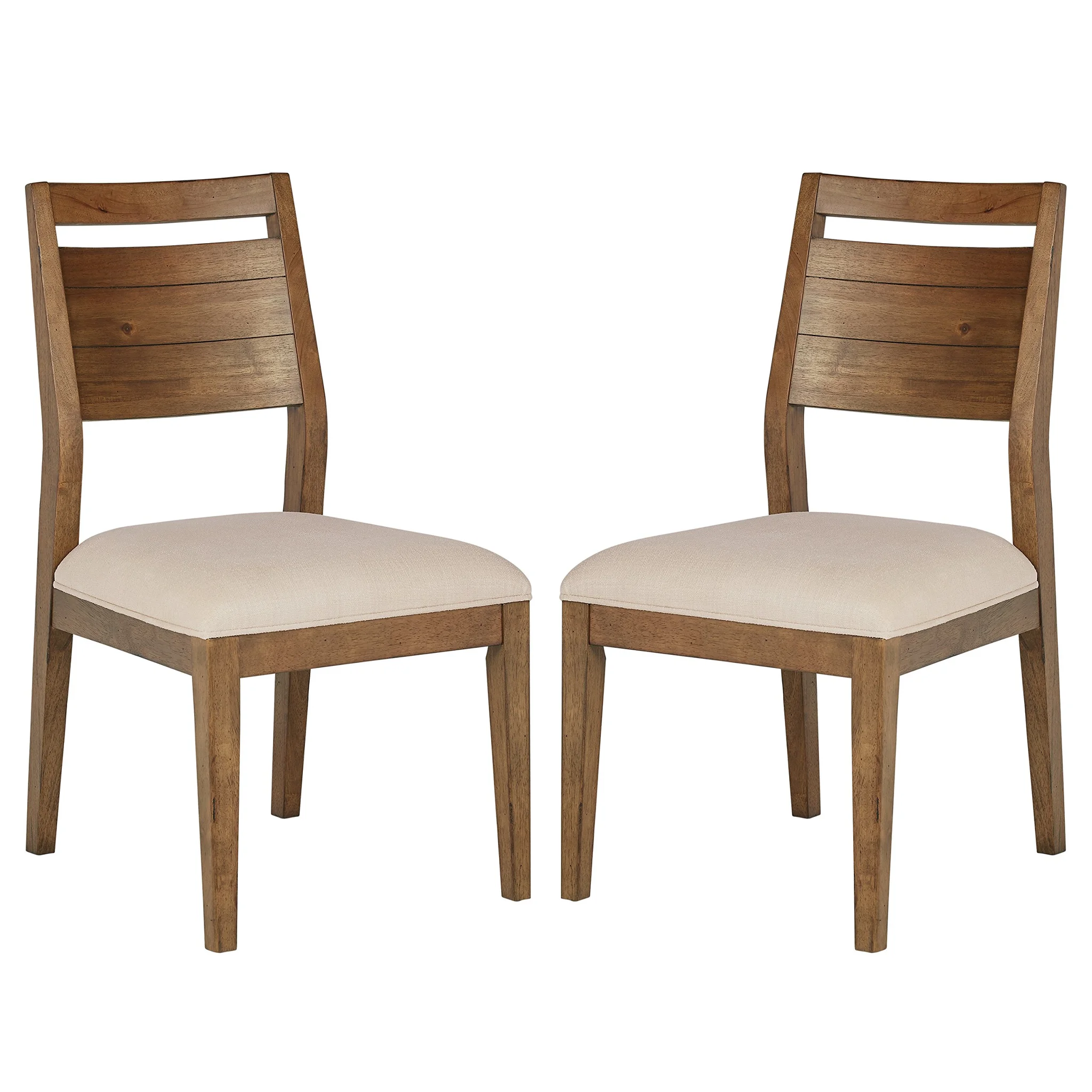 Rustic Wood Dining Chair with Upholstered Seat