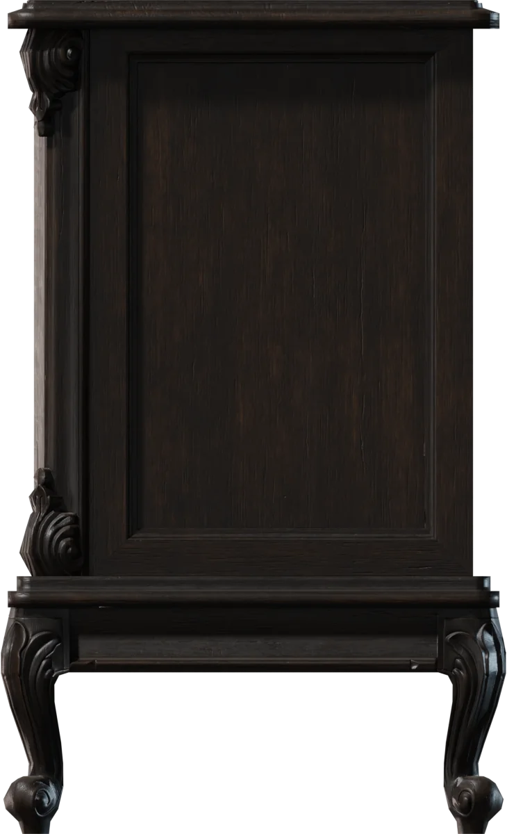 Victorian Carved Wood Nightstand with Open Shelf, 3D model preview 3