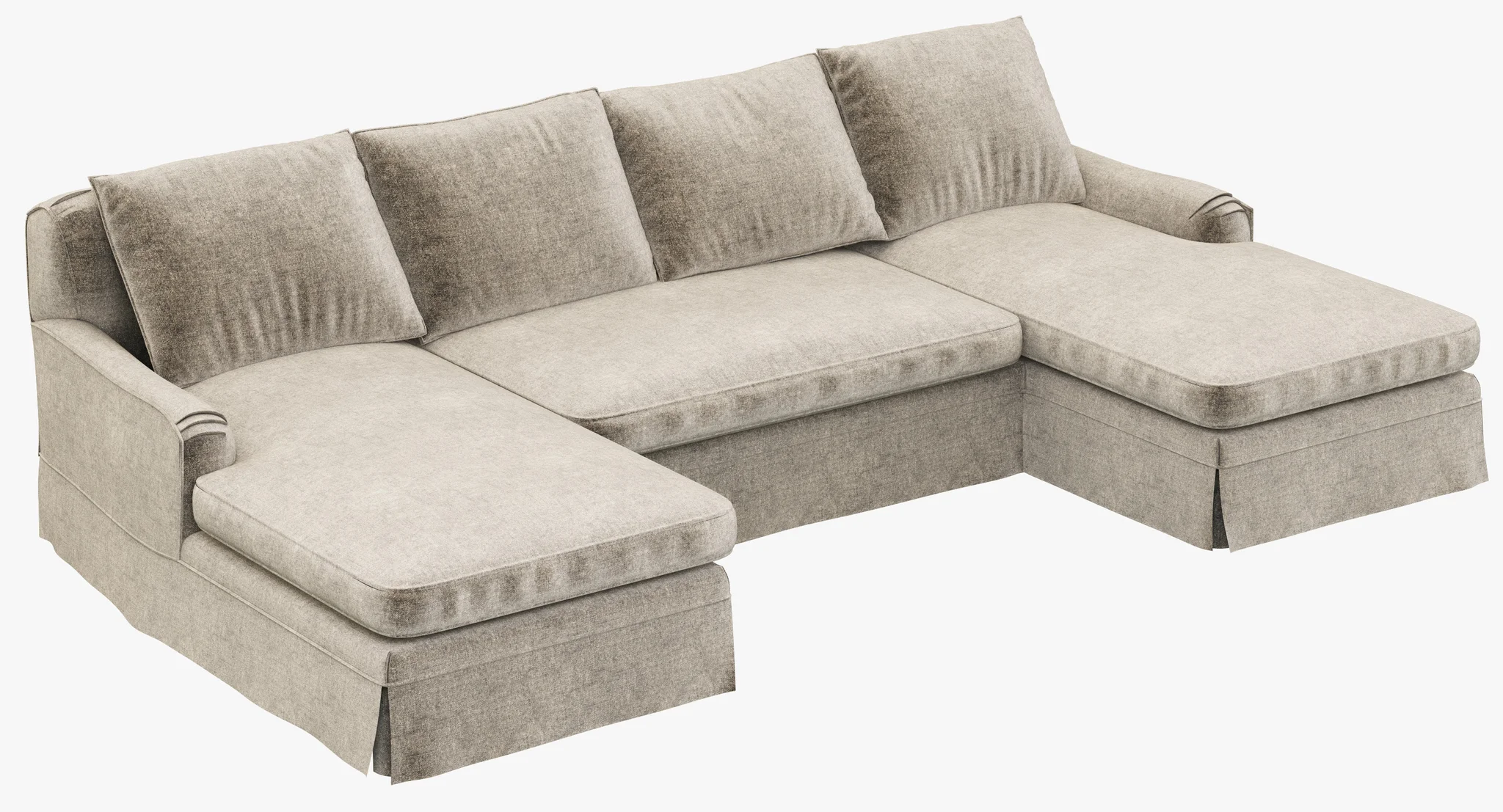 Restoration Hardware Belgian Classic Roll Arm Slipcovered U Chaise Sectional — 3D model preview 1
