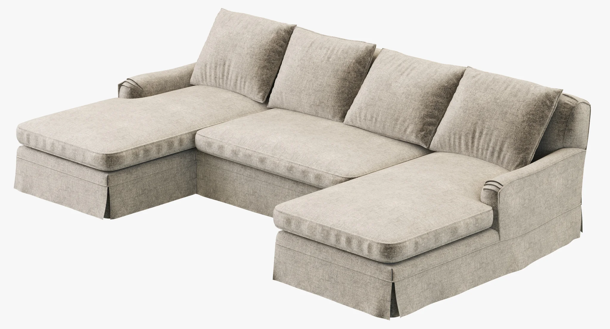 Restoration Hardware Belgian Classic Roll Arm Slipcovered U Chaise Sectional — 3D model preview 3