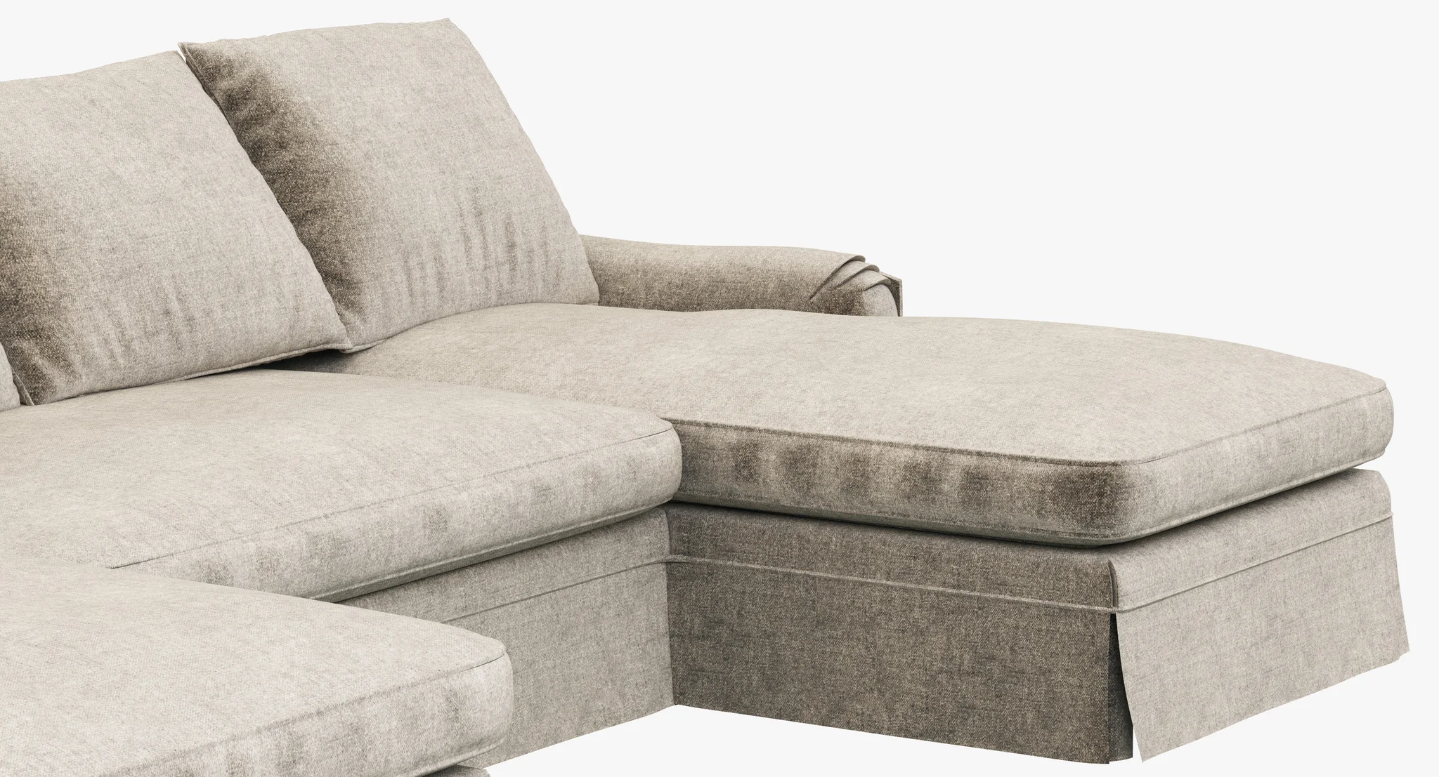 Restoration Hardware Belgian Classic Roll Arm Slipcovered U Chaise Sectional — 3D model preview 7