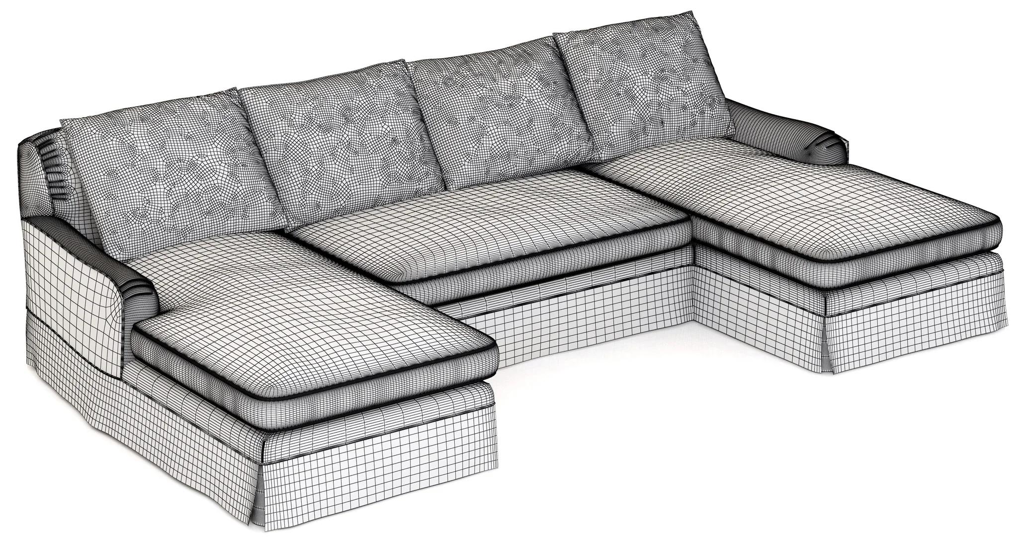 Restoration Hardware Belgian Classic Roll Arm Slipcovered U Chaise Sectional — 3D model preview 8
