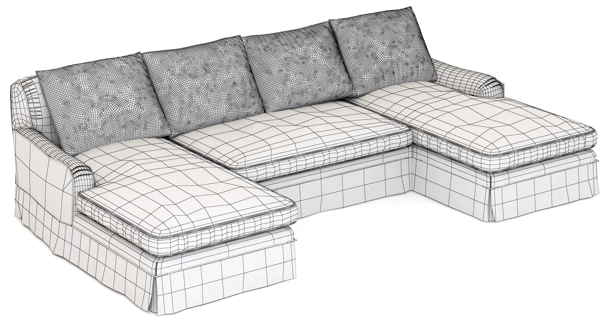 Restoration Hardware Belgian Classic Roll Arm Slipcovered U Chaise Sectional — 3D model preview 9
