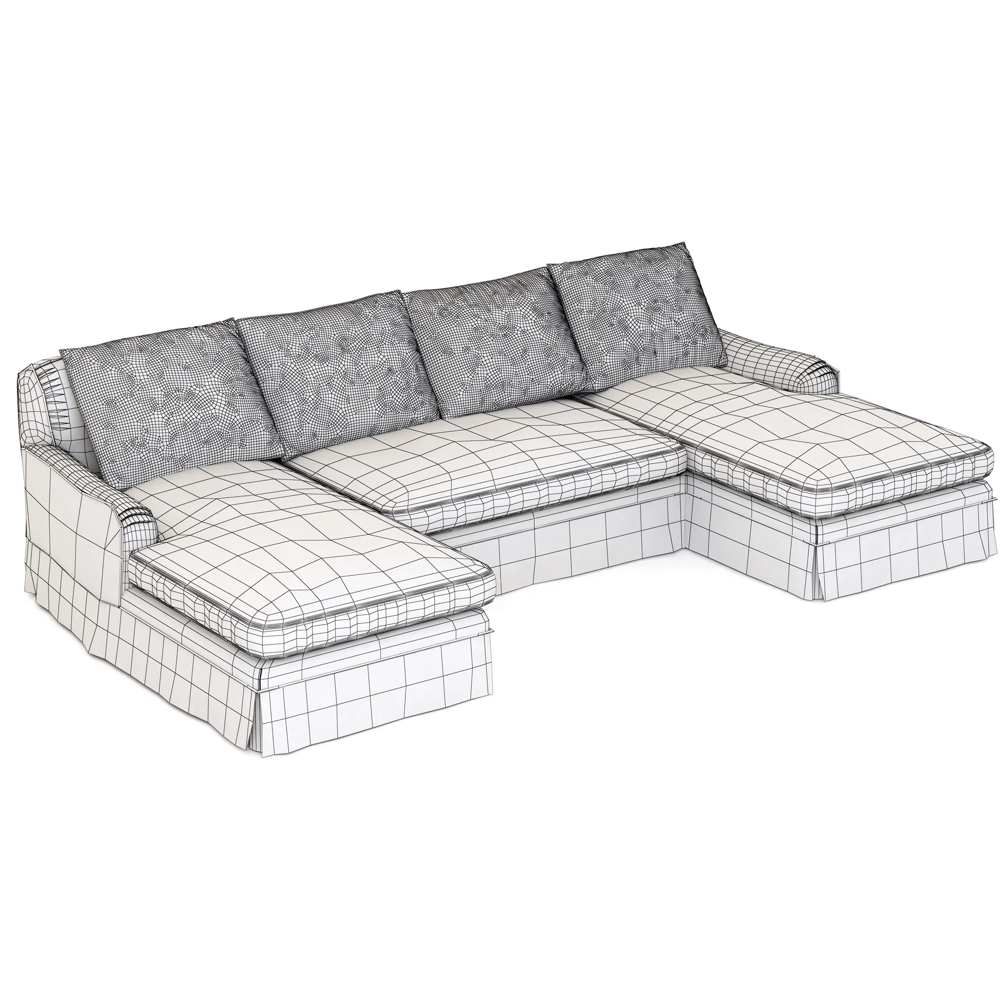 Restoration Hardware Belgian Classic Roll Arm Slipcovered U Chaise Sectional — 3D model preview 10