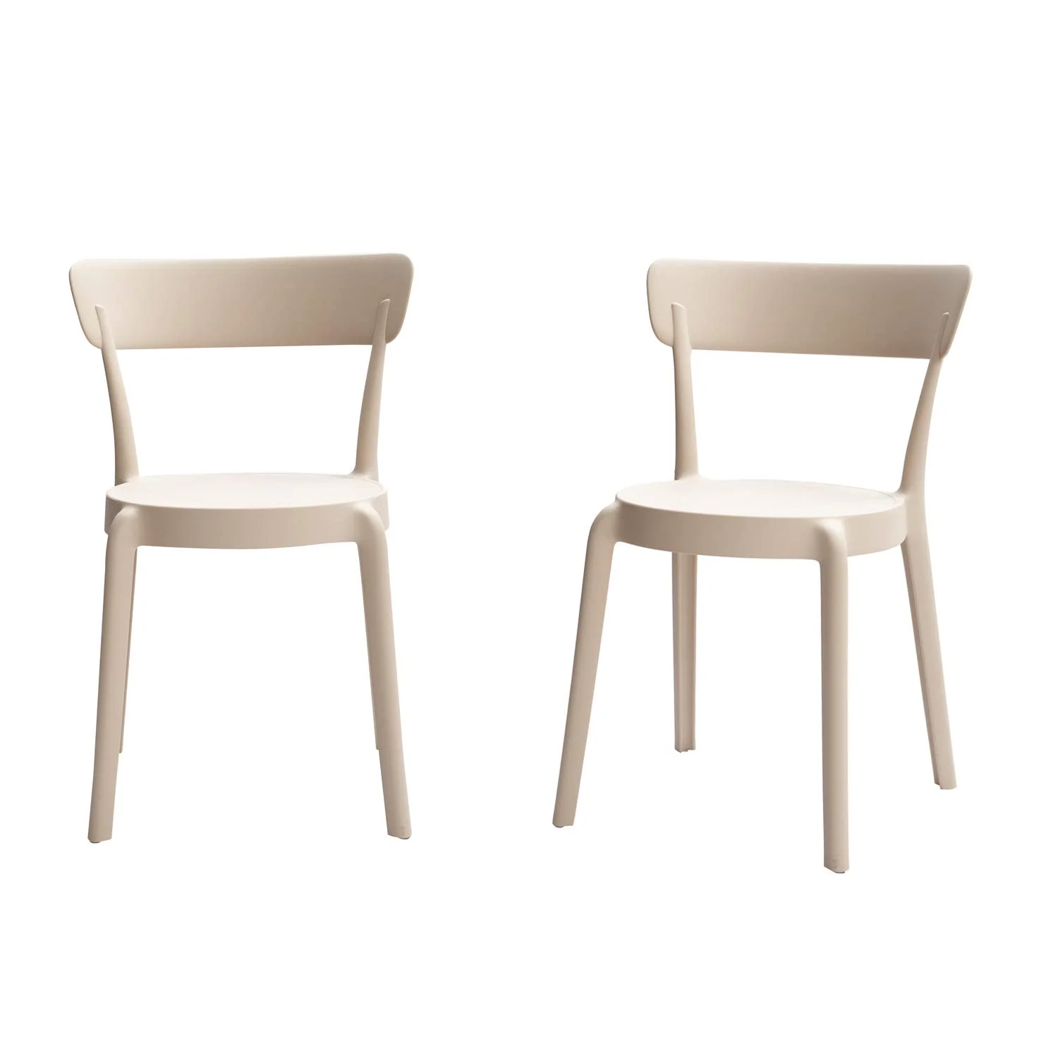 Modern Plastic Bistro Dining Chair Set of 2 – Beige