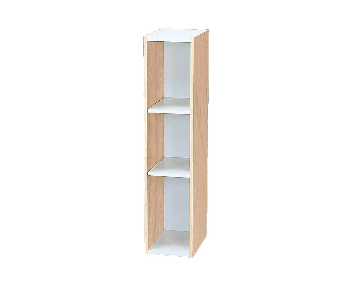 Slim Wooden Bookshelf Unit with White Shelves