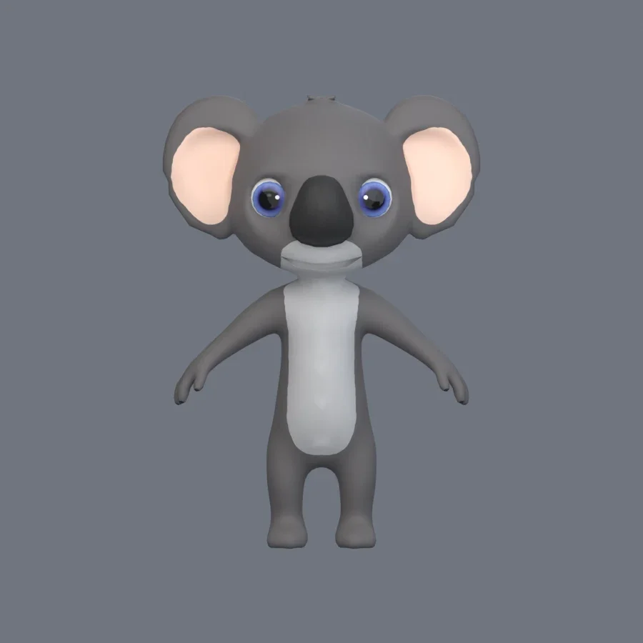 Anthro Koala Rigged, 3D model preview 1