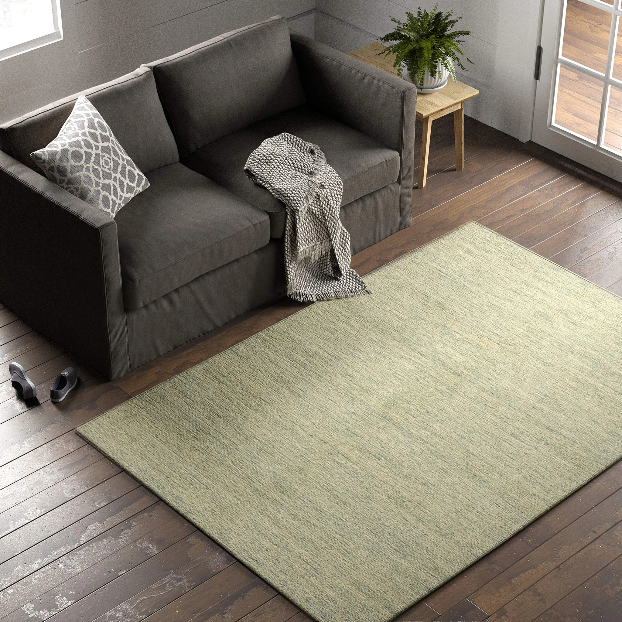 Seafoam Green Wool Area Rug – Contemporary Speckle Textile