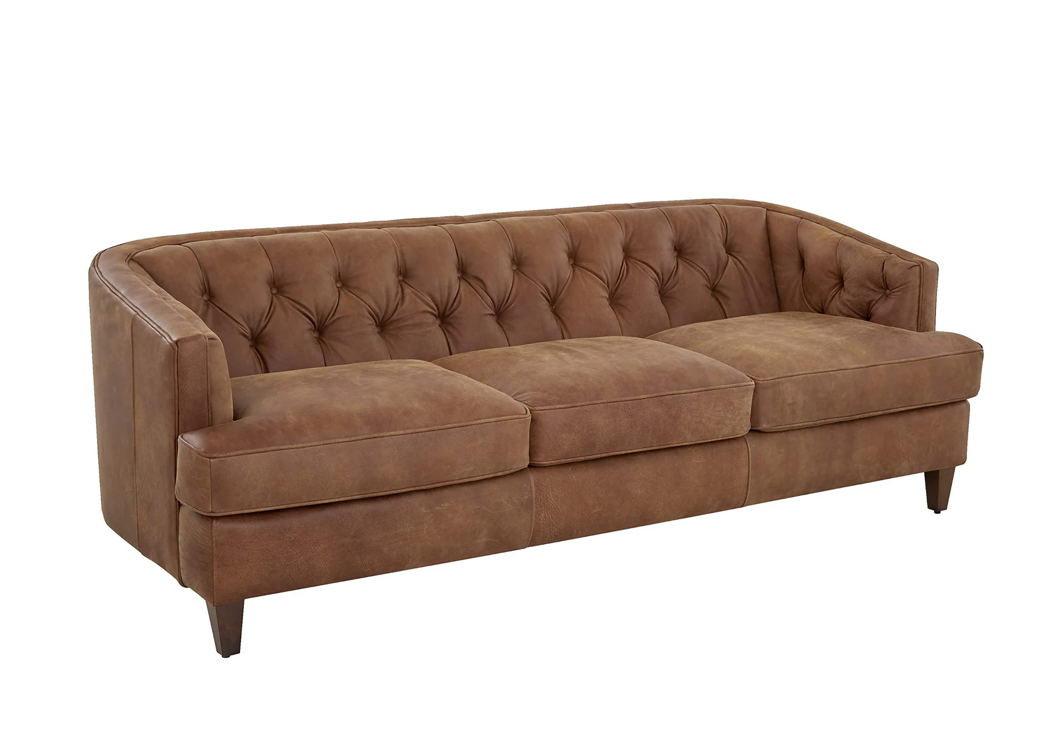 Vintage Tufted Leather Chesterfield Sofa – Saddle Brown 3-Seater