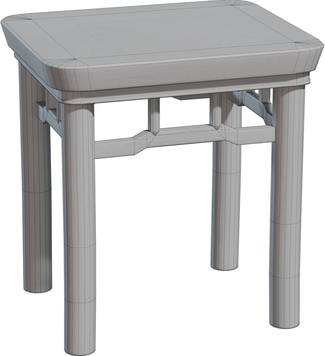 Traditional Chinese Wooden Stool, 3D model preview 1
